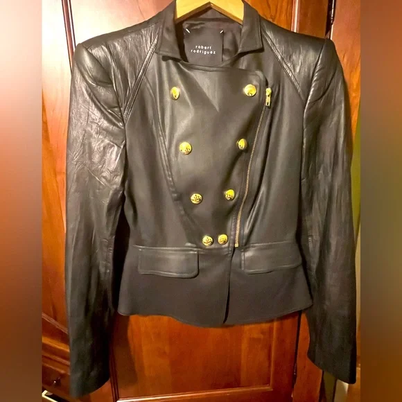 Robert Rodriguez Mixed Media Leather Jacket - Picture 2 of 7